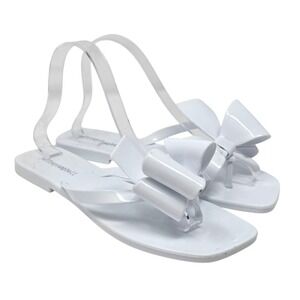 Jeffrey Campbell Flip Flop White Bow Jelly Thong Sandals Women's Size 9 EUR‎ 40
